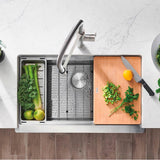 Quatrus R15 Ergon 33'' Single Bowl Apron-Front Stainless Steel Farmhouse Sink