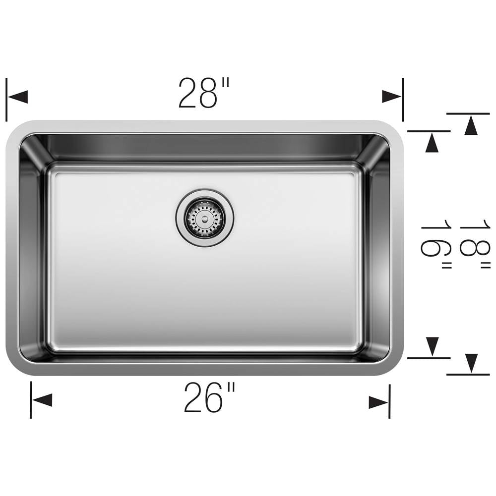 Formera 28'' Single Bowl Undermount Stainless Steel Kitchen Sink