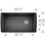 Diamond SILGRANIT 33'' Super Single Undermount Kitchen Sink - Cinder