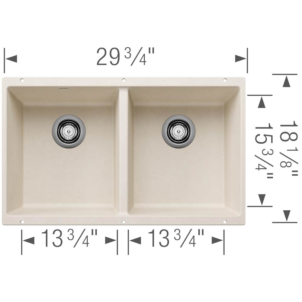 Precis SILGRANIT 29'' 50/50 Double Bowl Undermount Kitchen Sink - Soft White