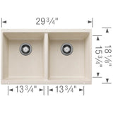Precis SILGRANIT 29'' 50/50 Double Bowl Undermount Kitchen Sink - Soft White