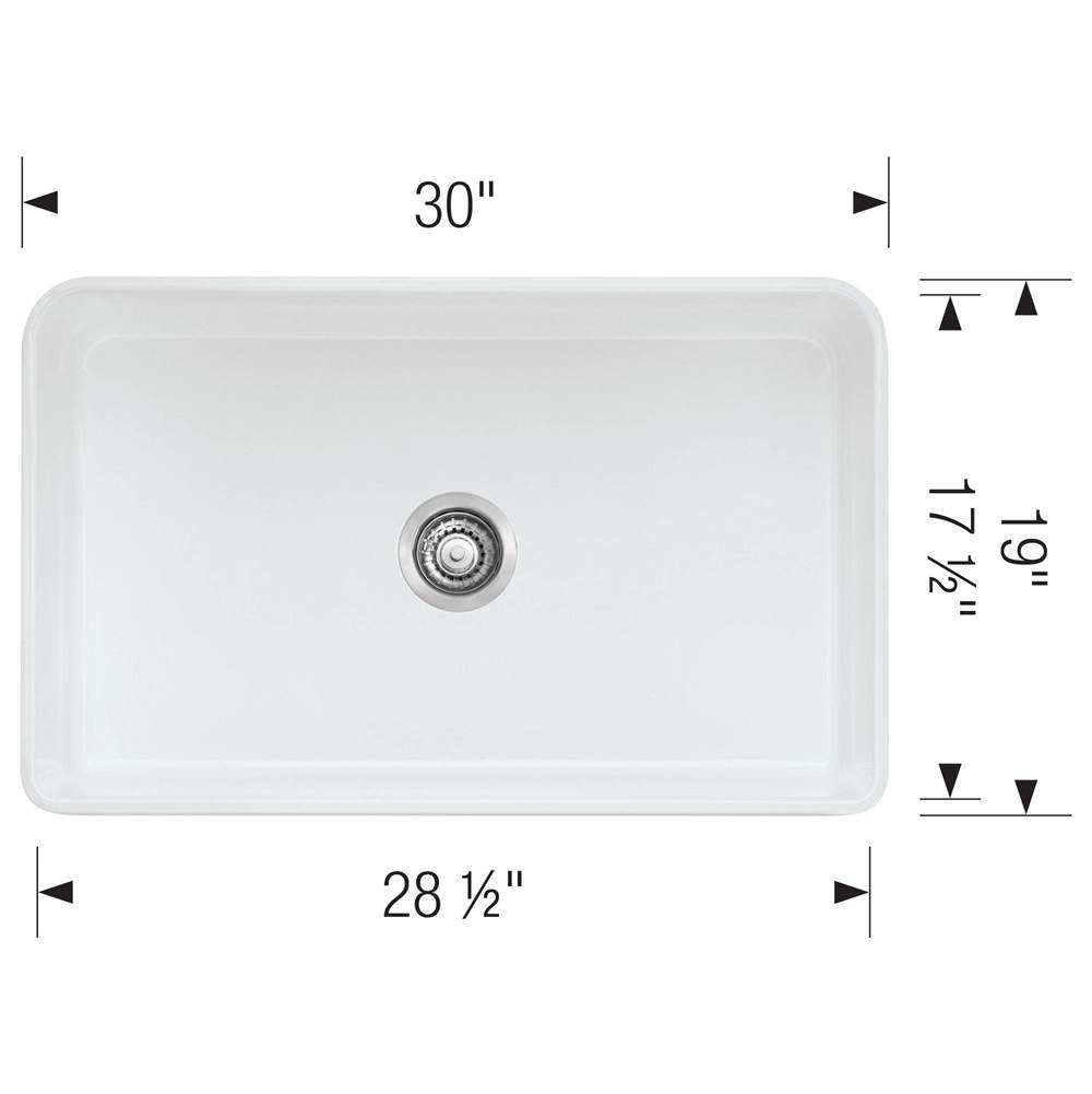 Cerana 30'' Fireclay Single Bowl Apron-Front Farmhouse Sink - White
