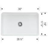 Cerana 30'' Fireclay Single Bowl Apron-Front Farmhouse Sink - White
