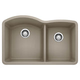 Blanco - Diamond SILGRANIT 32'' 60/40 Double Bowl Undermount Kitchen Sink - Truffle - Truffle
