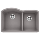 Blanco - Diamond SILGRANIT 32'' 60/40 Double Bowl Undermount Kitchen Sink - Metallic Gray - Metallic Gray