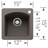 Diamond SILGRANIT 15'' Dual Mount Bar Sink - Cafe