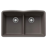 Blanco - Diamond SILGRANIT 32'' 50/50 Double Bowl Undermount Kitchen Sink with Low Divide - Volcano Gray - Volcano Gray