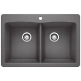 Blanco - Diamond SILGRANIT 33'' 50/50 Double Bowl Dual Mount Kitchen Sink - Cinder - Cinder