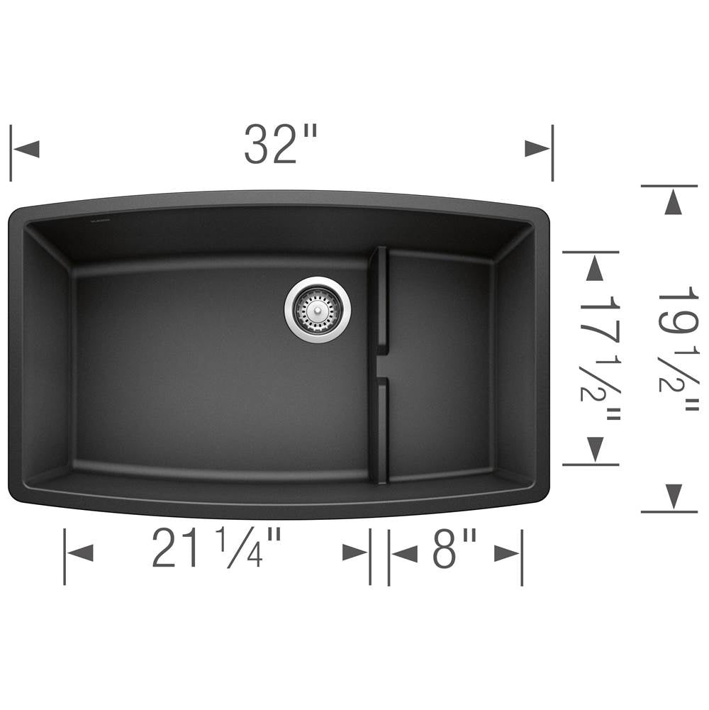 Performa Cascade SILGRANIT 32'' Single Bowl Undermount Kitchen Sink with Colander - Cafe