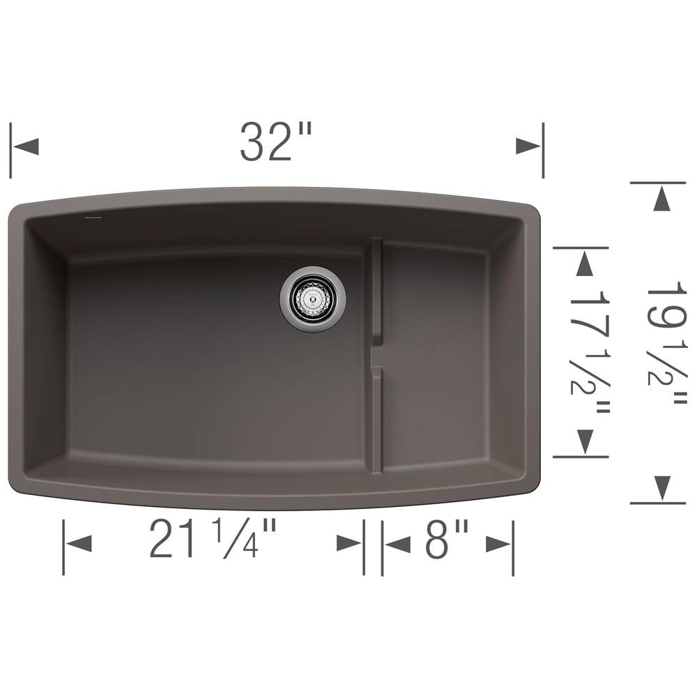 Performa Cascade SILGRANIT 32'' Single Bowl Undermount Kitchen Sink with Colander - Soft White