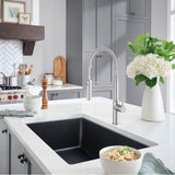 Liven SILGRANIT 33'' Super Single Dual Mount Kitchen Sink - Coal Black
