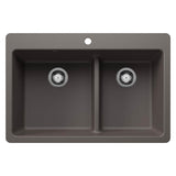 Blanco - Liven SILGRANIT 33'' 60/40 Double Bowl Dual Mount Kitchen Sink with Low Divide - Volcano Gray - Volcano Gray