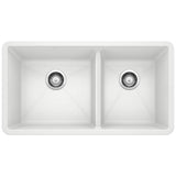 Blanco - Precis SILGRANIT 33'' 60/40 Double Bowl Undermount Kitchen Sink - White - White