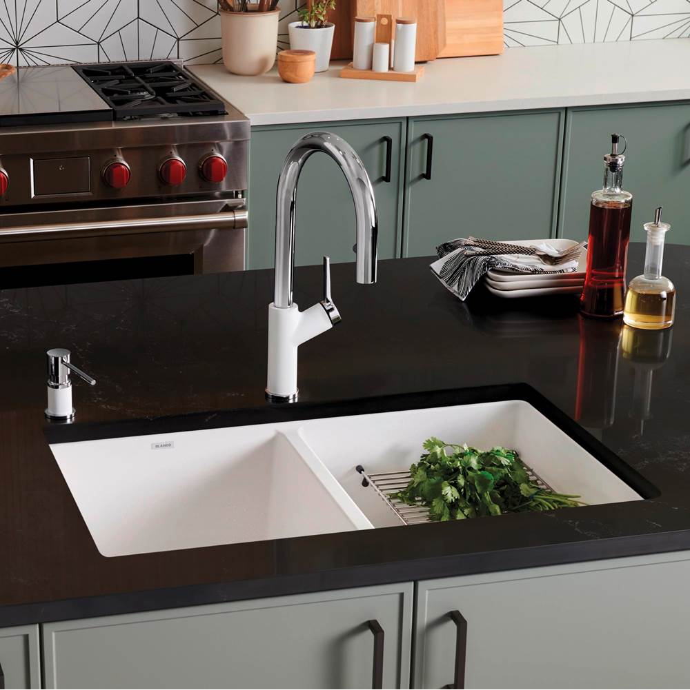 Precis SILGRANIT 29'' 50/50 Double Bowl Undermount Kitchen Sink - Coal Black