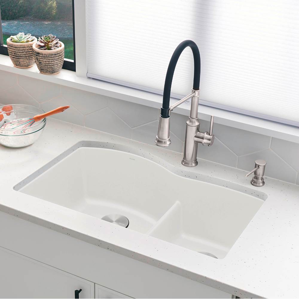 Diamond SILGRANIT 32'' 60/40 Double Bowl Undermount Kitchen Sink with Low Divide - Anthracite