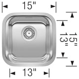 Stellar 15'' Undermount Stainless Steel Bar Sink
