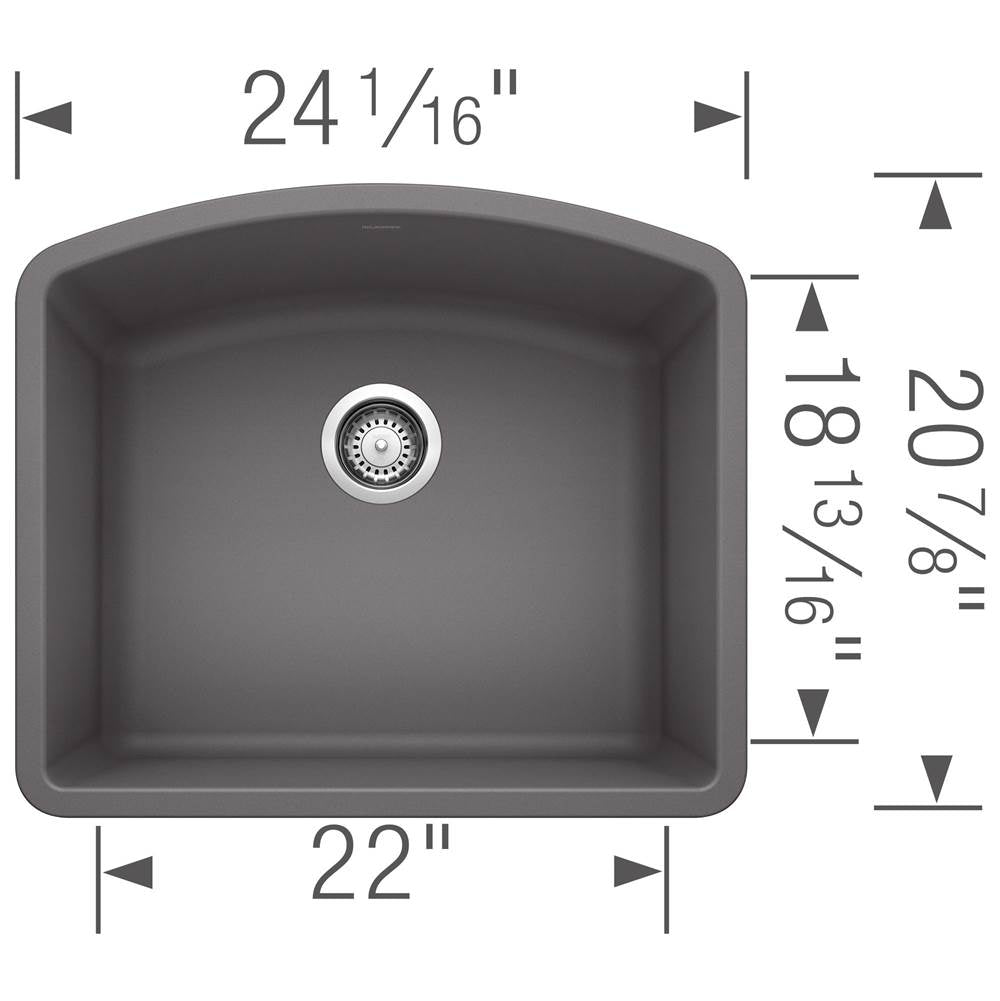 Diamond SILGRANIT 24'' Single Bowl Undermount Kitchen Sink - Cafe