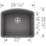 Diamond SILGRANIT 24'' Single Bowl Undermount Kitchen Sink - Cafe