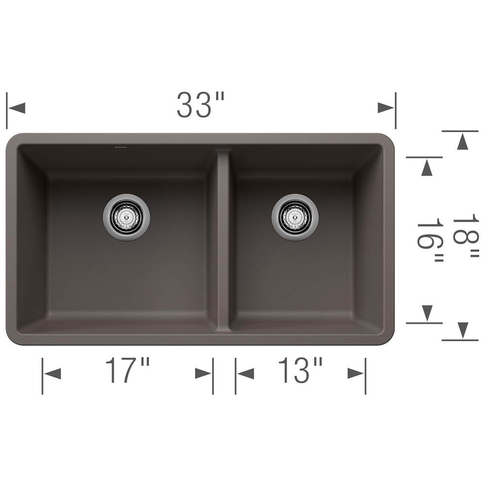 Precis SILGRANIT 33'' 60/40 Double Bowl Undermount Kitchen Sink - Soft White
