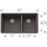 Precis SILGRANIT 33'' 60/40 Double Bowl Undermount Kitchen Sink - Soft White