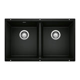 Blanco - Precis SILGRANIT 29'' 50/50 Double Bowl Undermount Kitchen Sink - Coal Black - Coal Black