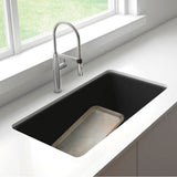 Precis SILGRANIT 33'' 60/40 Reversible Double Bowl Undermount Kitchen Sink with Low Divide - Cinder