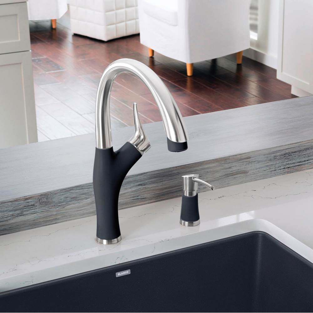 Artona Pull-Down Dual-Spray Kitchen Faucet - PVD Steel/Anthracite