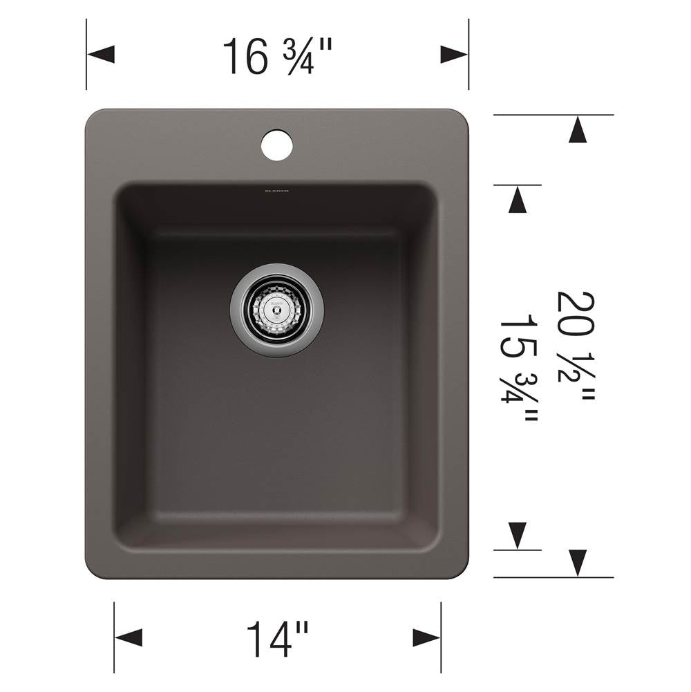 Liven SILGRANIT 17'' Dual Mount Bar Sink - Coal Black