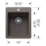 Liven SILGRANIT 17'' Dual Mount Bar Sink - Coal Black
