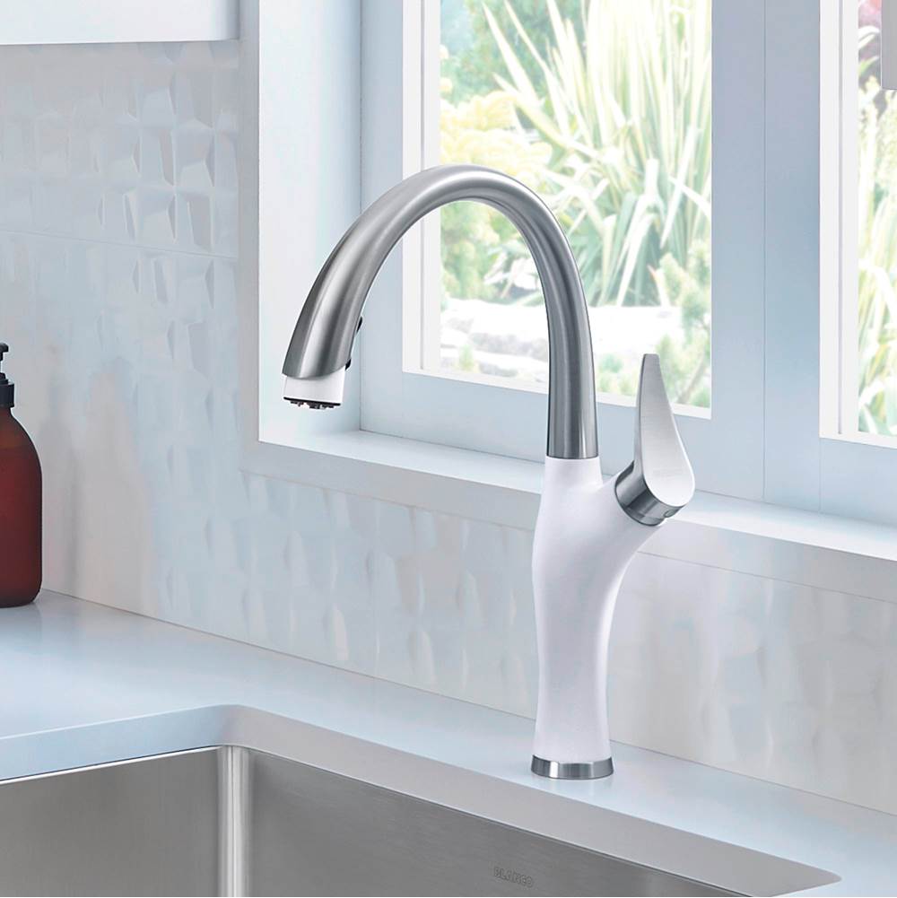Artona Pull-Down Dual-Spray Kitchen Faucet - PVD Steel/Anthracite