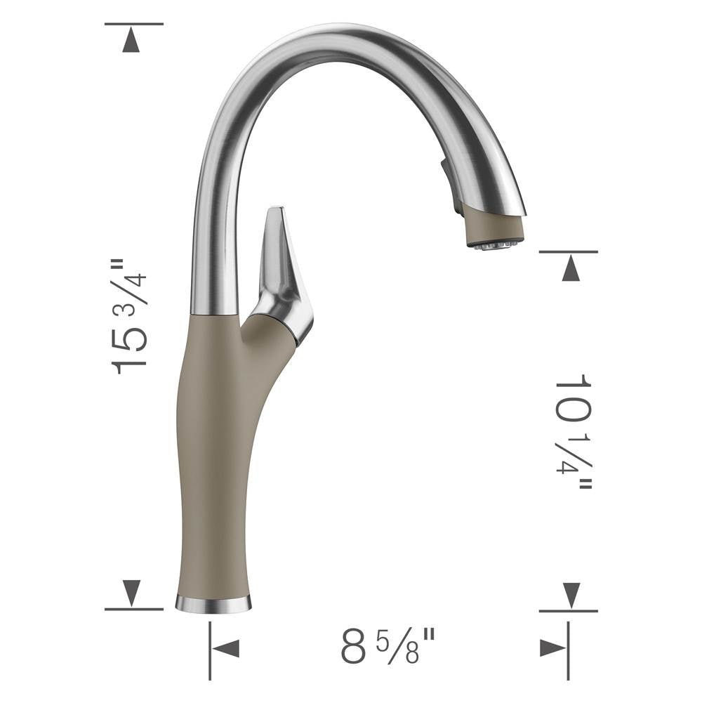 Artona Pull-Down Dual-Spray Kitchen Faucet - PVD Steel/Anthracite