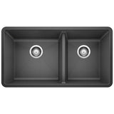 Blanco - Precis SILGRANIT 33'' 60/40 Double Bowl Undermount Kitchen Sink - Anthracite - Anthracite