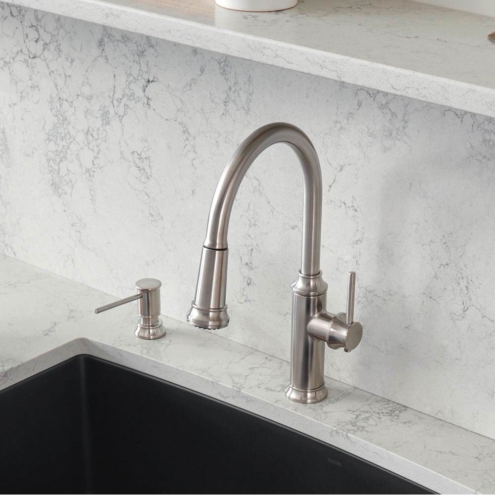 Empressa High Arc Pull-Down Dual-Spray Kitchen Faucet - PVD Steel