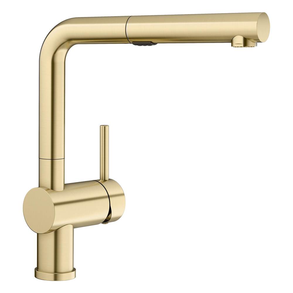 Blanco - Linus Low Arc Pull-Out Dual-Spray Kitchen Faucet - Satin Gold - Satin Gold
