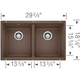 Precis SILGRANIT 29'' 50/50 Double Bowl Undermount Kitchen Sink - Coal Black