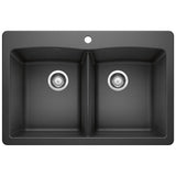 Blanco - Diamond SILGRANIT 33'' 50/50 Double Bowl Dual Mount Kitchen Sink - Anthracite - Anthracite