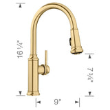 Empressa High Arc Pull-Down Dual-Spray Kitchen Faucet - PVD Steel