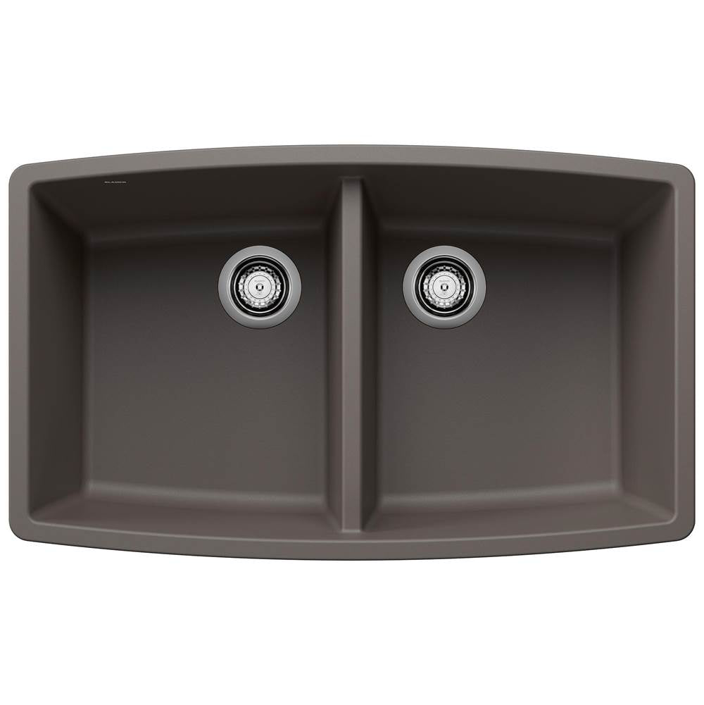 Blanco - Performa SILGRANIT 33'' 50/50 Double Bowl Undermount Kitchen Sink - Volcano Gray - Volcano Gray