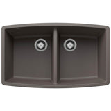 Blanco - Performa SILGRANIT 33'' 50/50 Double Bowl Undermount Kitchen Sink - Volcano Gray - Volcano Gray