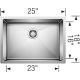 Precision R10 25'' Single Bowl Undermount Stainless Steel Kitchen Sink