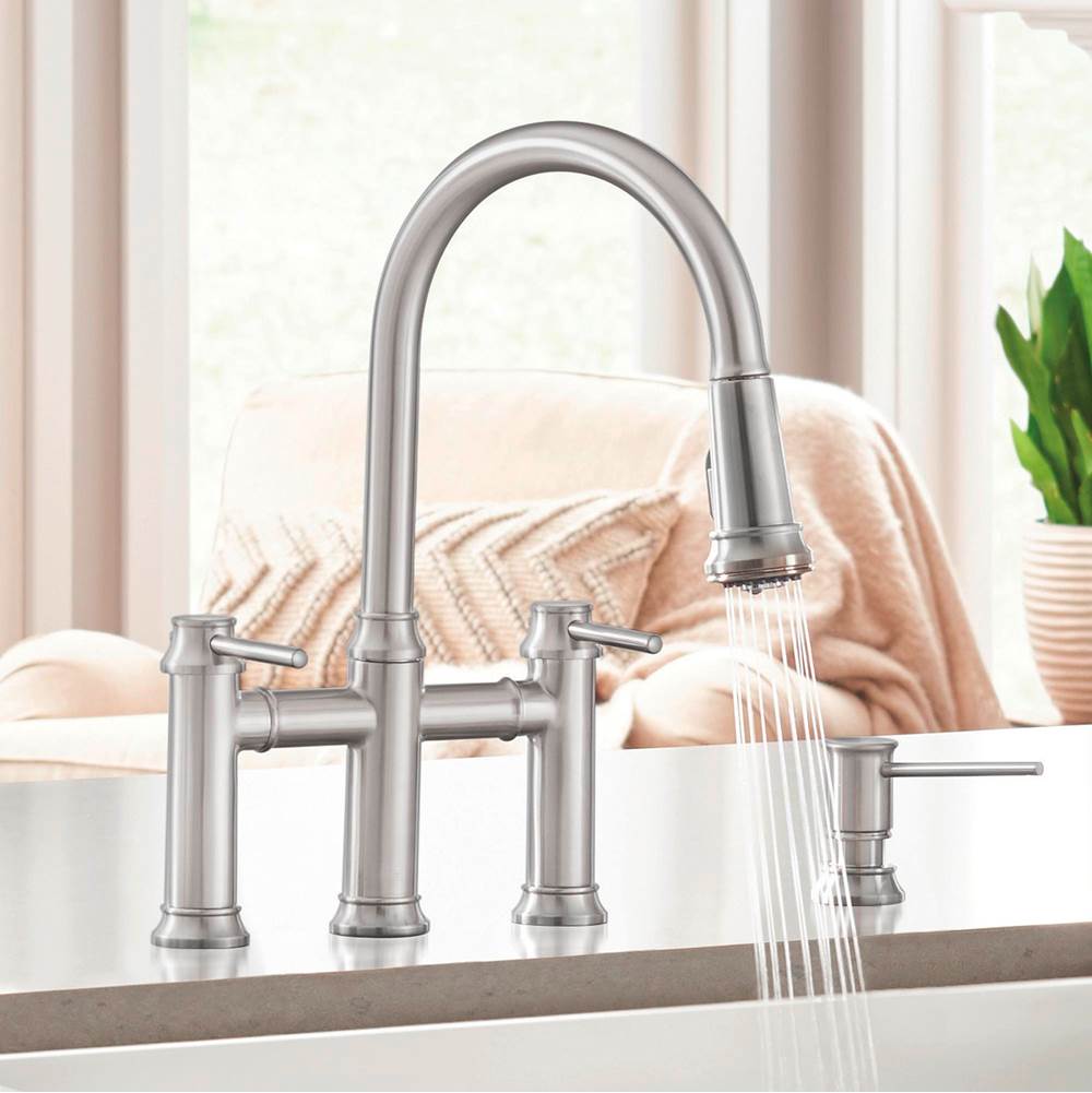 Empressa Pull-Down Dual-Spray Bridge Faucet - Chrome