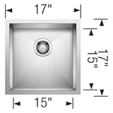 Quatrus R0 17'' Stainless Steel Undermount Bar Sink