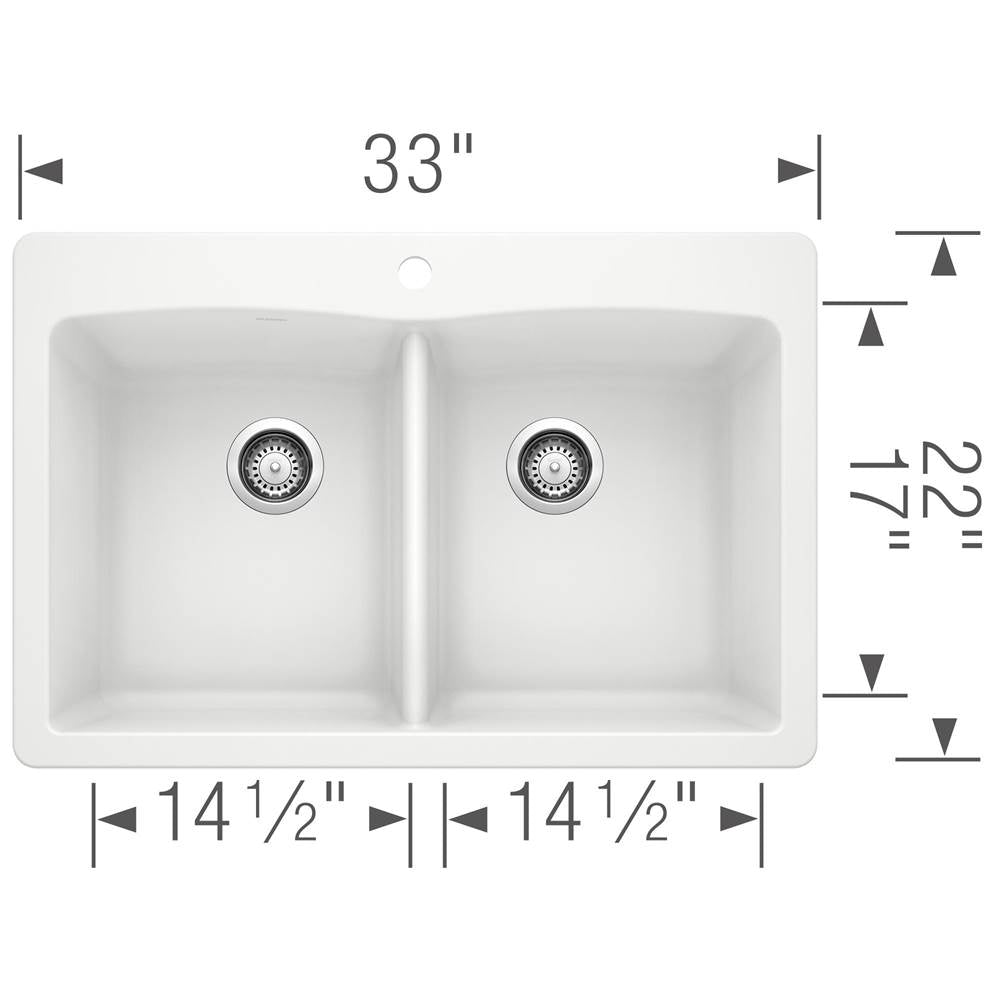 Diamond SILGRANIT 33'' 50/50 Double Bowl Dual Mount Kitchen Sink - Cafe