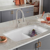 Performa SILGRANIT 33'' 60/40 Double Bowl Undermount Kitchen Sink with Low Divide - White