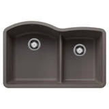 Blanco - Diamond SILGRANIT 32'' 60/40 Double Bowl Undermount Kitchen Sink with Low Divide - Volcano Gray - Volcano Gray