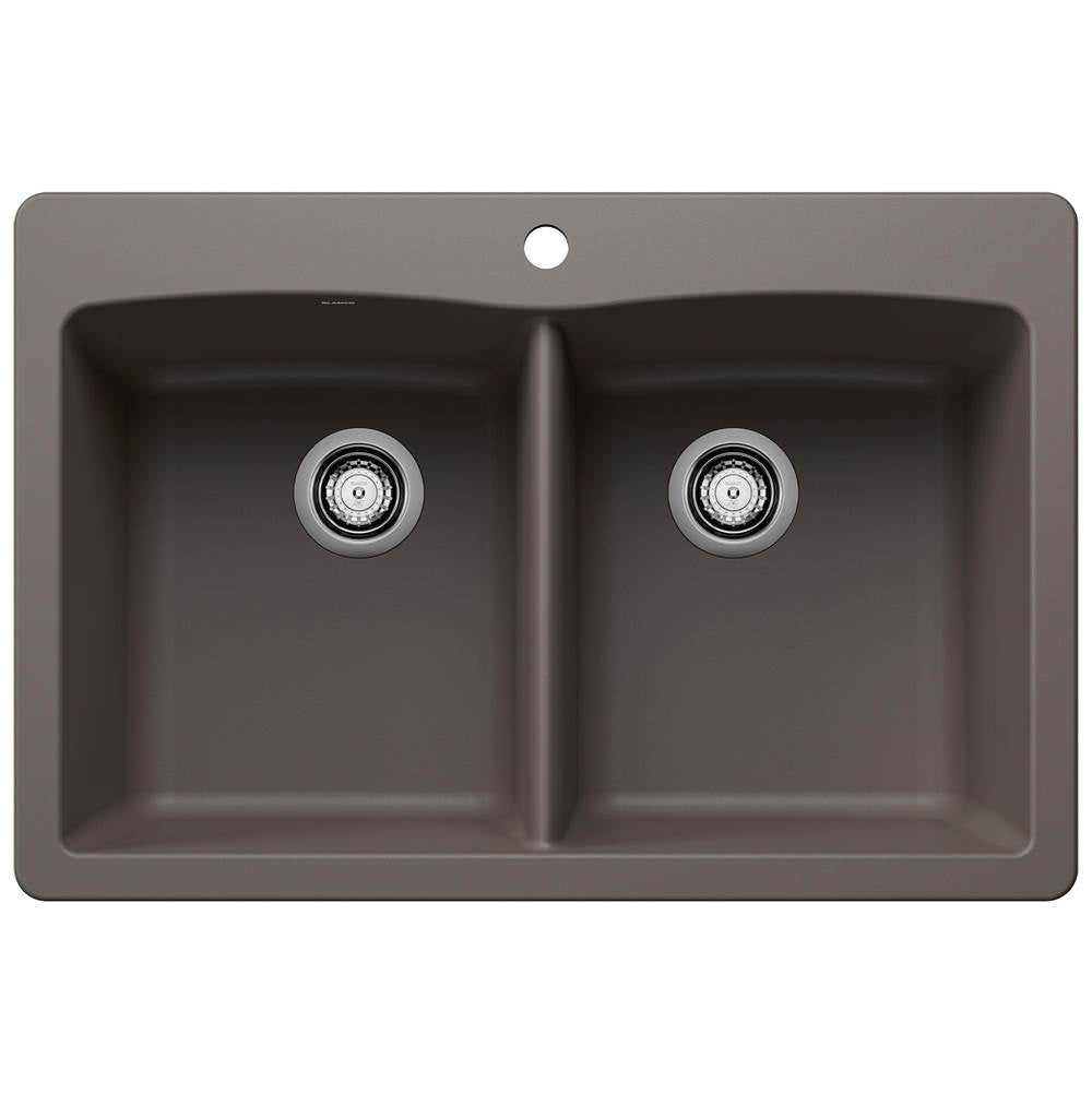Blanco - Diamond SILGRANIT 33'' 50/50 Double Bowl Dual Mount Kitchen Sink - Volcano Gray - Volcano Gray