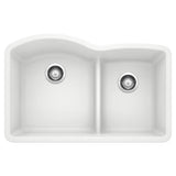 Blanco - Diamond SILGRANIT 32'' 60/40 Double Bowl Undermount Kitchen Sink with Low Divide - White - White