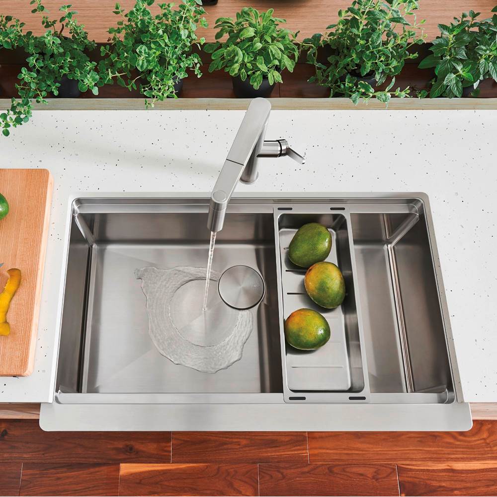 Quatrus R15 Ergon 33'' Single Bowl Apron-Front Stainless Steel Farmhouse Sink