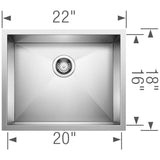Precision R0 22'' Single Bowl Undermount Stainless Steel Kitchen Sink