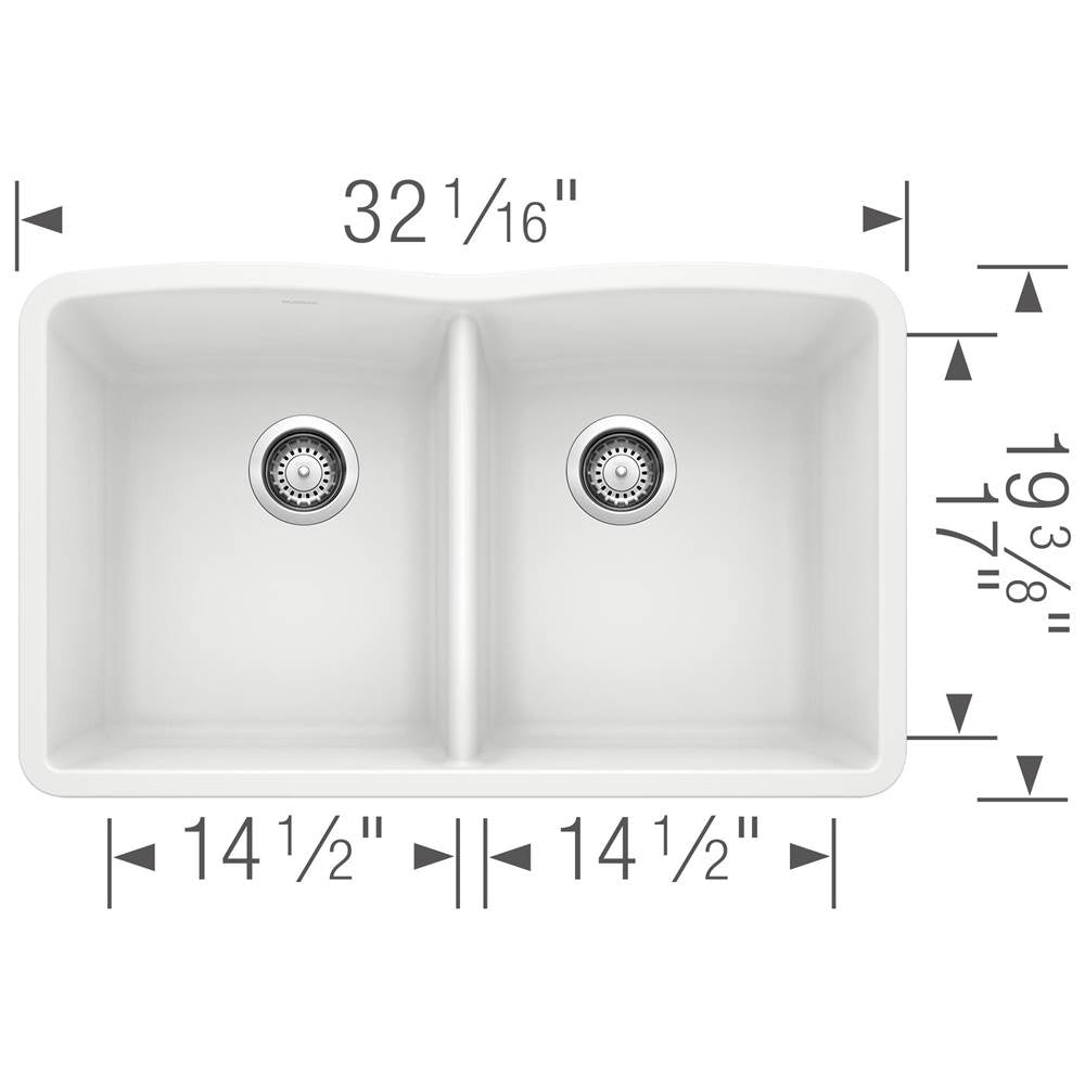 Diamond SILGRANIT 32'' 50/50 Double Bowl Undermount Kitchen Sink - Cafe